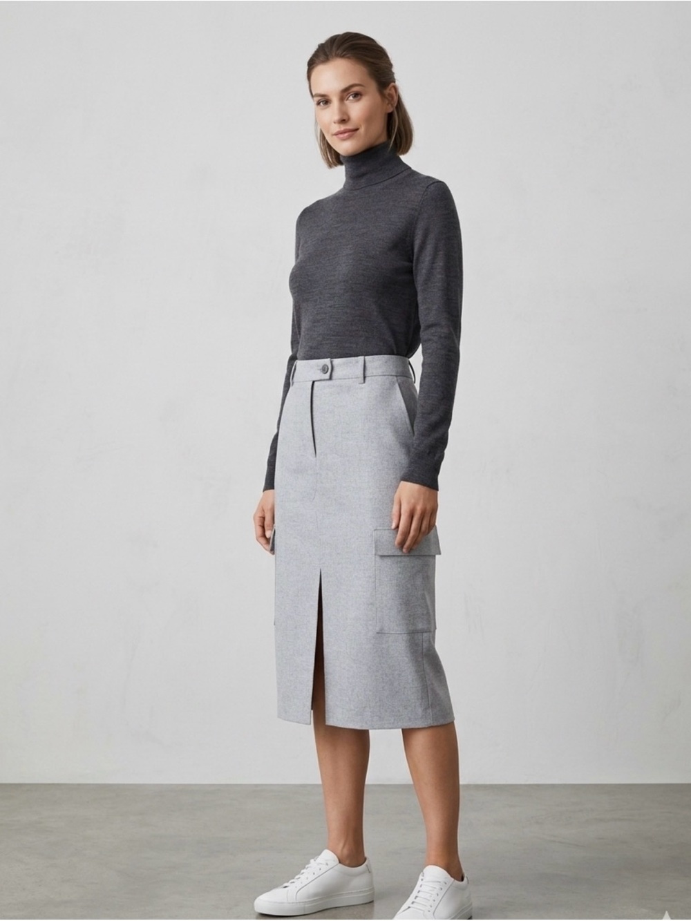 NWT Frank And Oak Light Gray Cargo Midi {$169}
